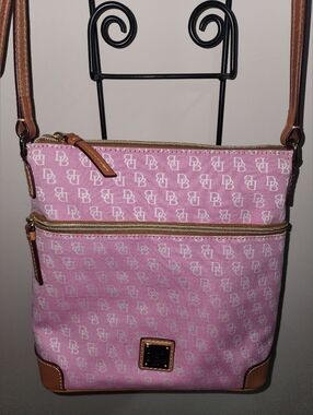 Dooney & Bourke Pink Leather Crossbody Signature DB Bag Purse